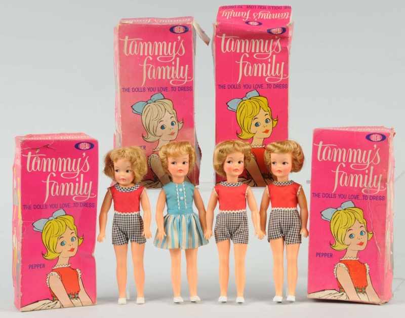 Appraisal: Lot of Ideal Tammy's Family Pepper Dolls Description Circa Old