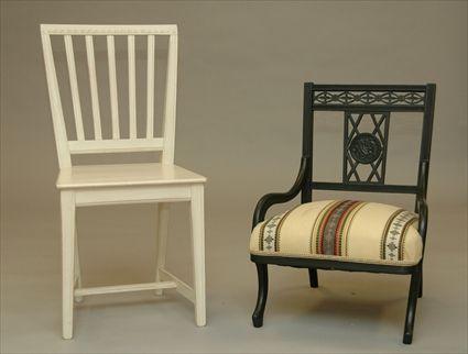 Appraisal: Upholstered Low Chair together with a White Painted Side Chair