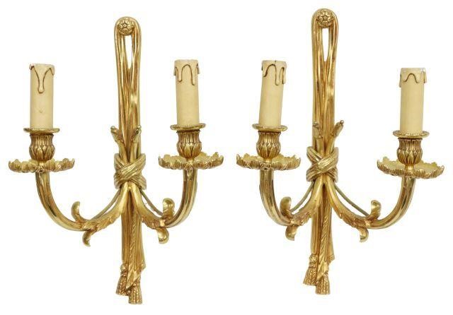 Appraisal: pair French Louis XVI style gilt bronze wall sconces late