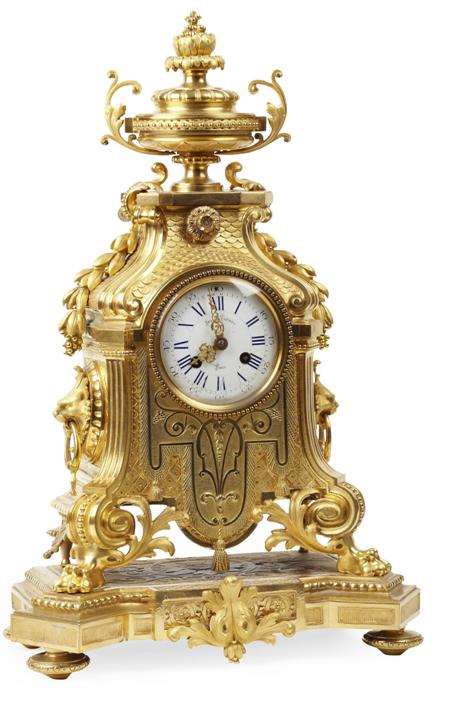 Appraisal: LOUIS XV STYLE GILT BRONZE MANTEL CLOCK LATE TH CENTURY