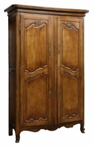 Appraisal: French Provincial Louis XV style oak armoire th c molded