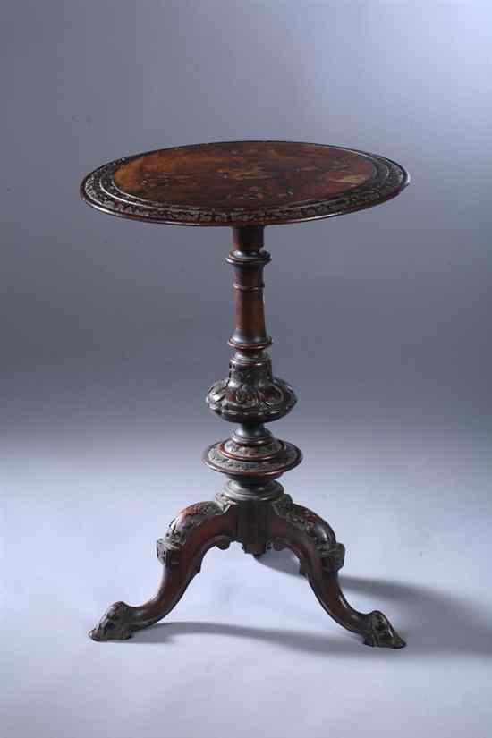 Appraisal: CONTINENTAL RENAISSANCE REVIVAL BURL WALNUT MARQUETRY INLAID OCCASIONAL TABLE th