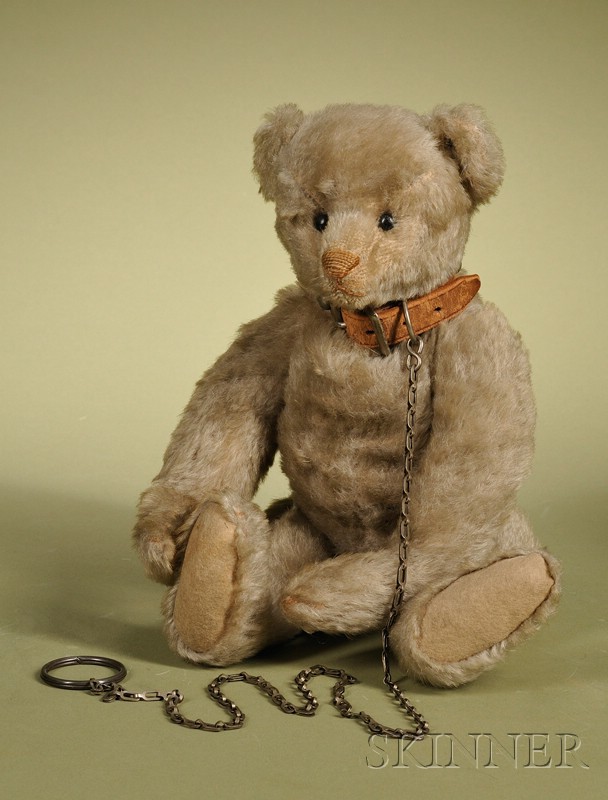 Appraisal: Steiff White Teddy Bear with Collar Germany c white mohair