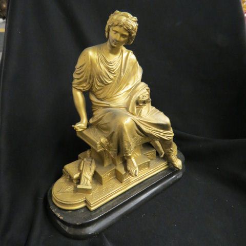 Appraisal: th Century Spelter Figurine seated classical lady x