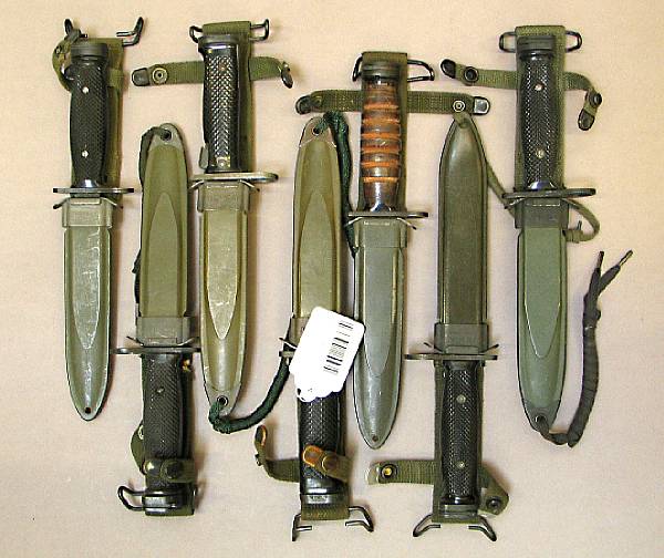 Appraisal: A lot of seven U S bayonets Comprising M Imperial