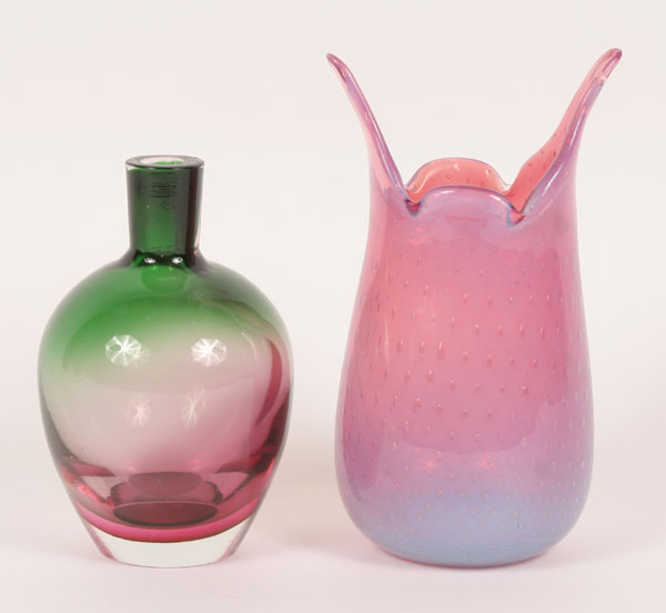 Appraisal: Fratelli Toso pink opalescent vase with controlled bubbles and also