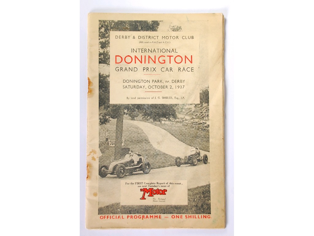 Appraisal: DONNINGTON GRAND PRIX CAR RACE OFFICIAL PROGRAMME SATURDAY OCTOBER nd