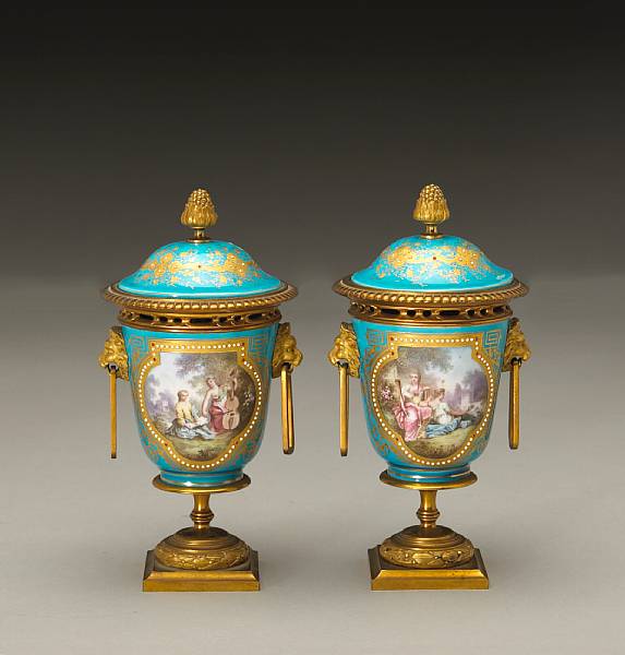 Appraisal: A pair of Napoleon III S vres style porcelain gilt