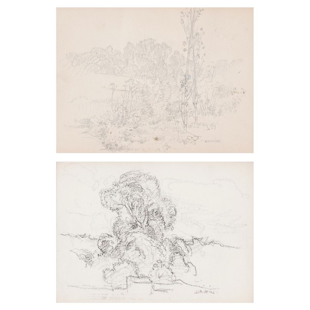 Appraisal: Grp Walter Griffin Landscape Drawings Walter Parsons Shaw Griffin American