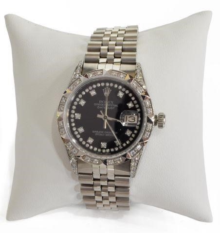 Appraisal: Rolex Oyster Perpetual Datejust man's wristwatch diamond bezel stainless aftermarket