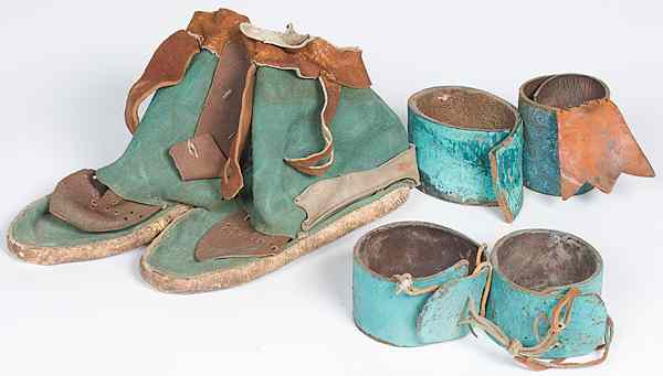 Appraisal: Hopi Wrist Cuffs and Moccasins lot of includes two single