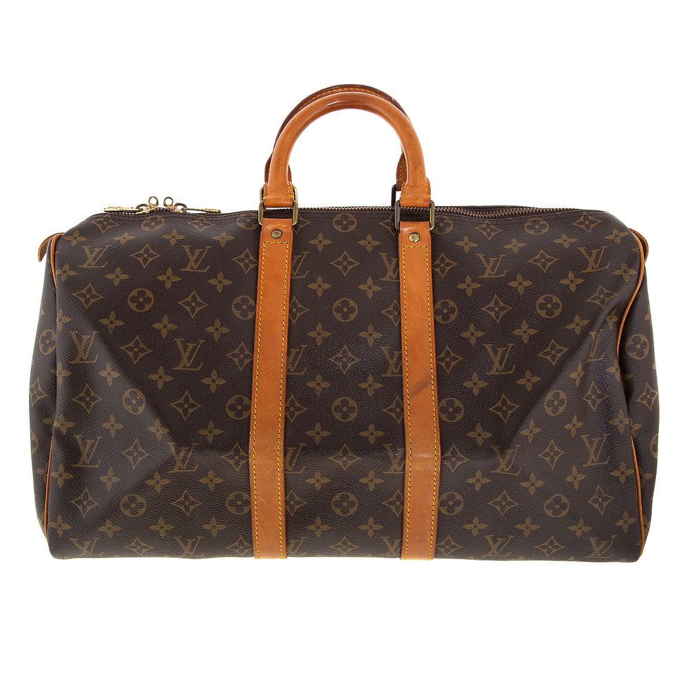 Appraisal: A Louis Vuitton Keepall A brown and tan Monogram coated