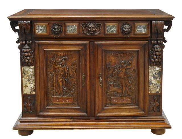 Appraisal: Renaissance Revival walnut sideboard late th c inset wood top