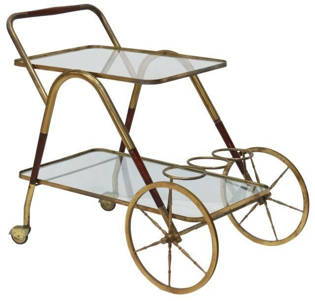 Appraisal: Italian mid-century modern two-tier service bar cart c s brass