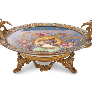 Appraisal: A Champlev Enamel and Gilt Bronze Mounted S vres Style