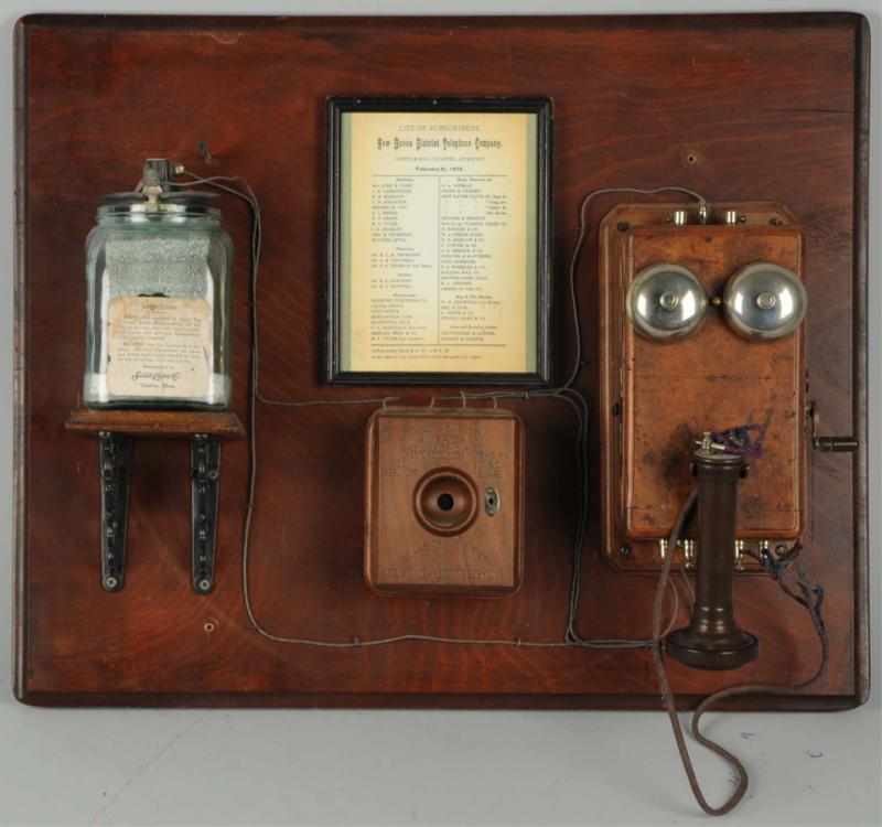 Appraisal: Post Co Coffin Telephone Circa Coffin reproduction Blake transmitter Samson