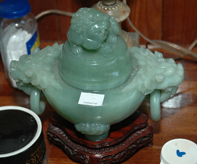 Appraisal: A CHINESE JADE CENSOR AND A TABLE LAMP