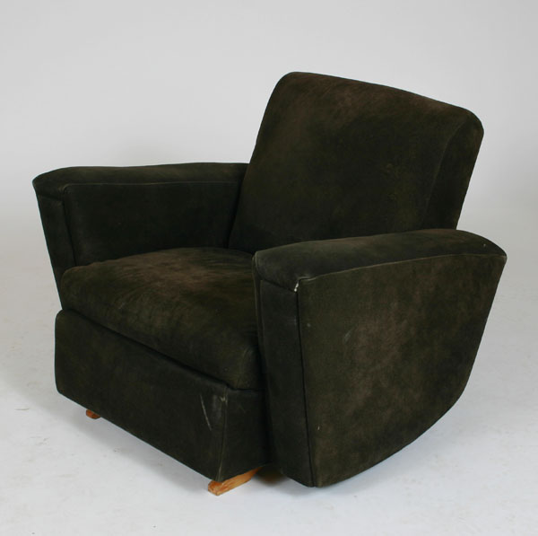 Appraisal: Streamline upholstered rocking dining car club chair Frankl style speed