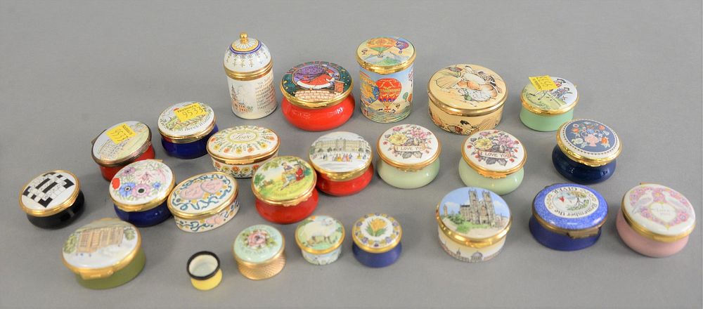 Appraisal: Group of twenty-three enameled trinket boxes to include Crummles English