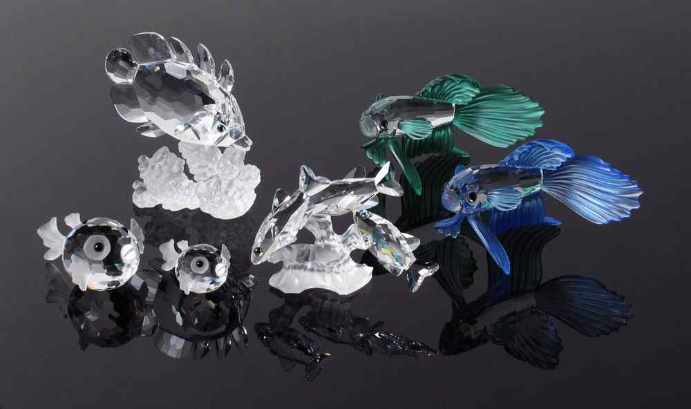 Appraisal: SWAROVSKI CRYSTAL SOUTH SEA FIGURINES BUTTERFLY FISH Michael Stamey -Dec