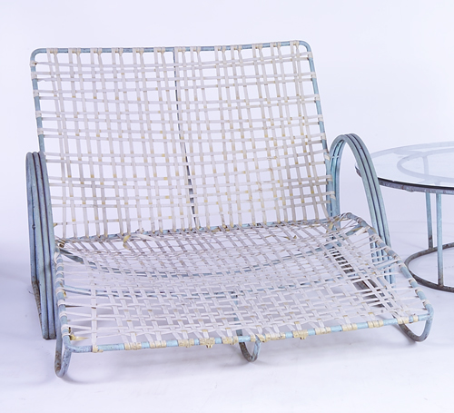 Appraisal: WALTER LAMB Rare two-seater lounge chair with original webbing on