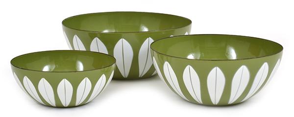 Appraisal: THREE CATHRINEHOLM NORWEGIAN LOTUS ENAMEL NESTING BOWLS designed by Grete