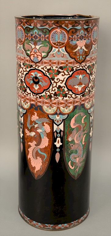 Appraisal: Cloisonne enamel umbrella stand Japan Meiji th century decorated in