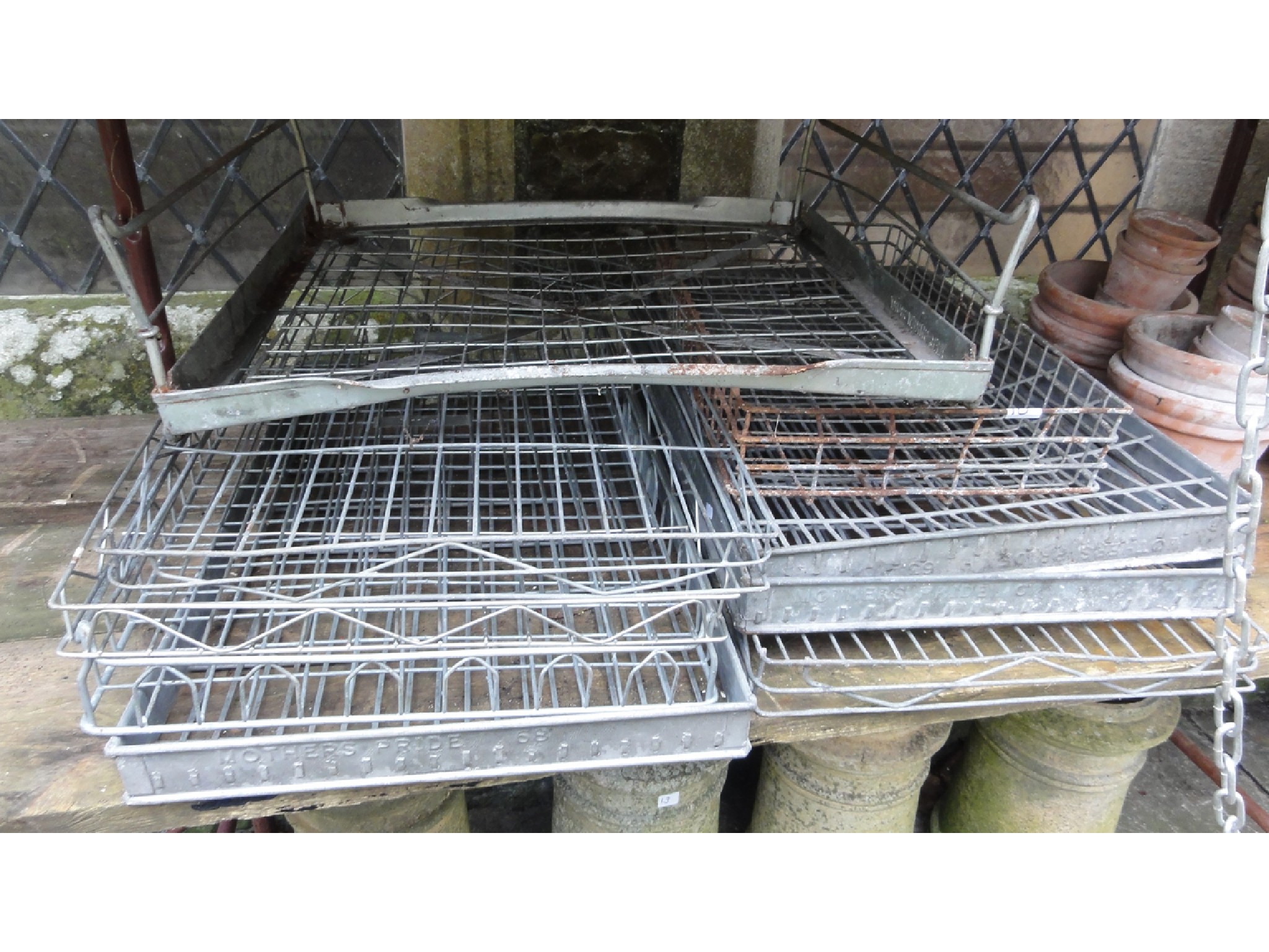 Appraisal: Nine galvanised steel rectangular trays including three Mothers Pride bread