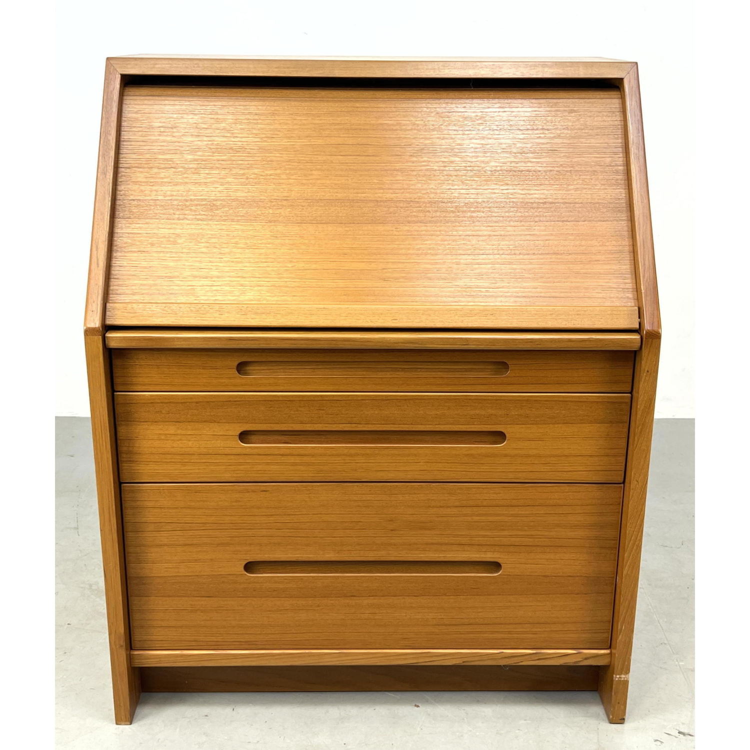 Appraisal: SUN CABINET Modern Teak Drop Front Desk Fitted Interior Mechanical