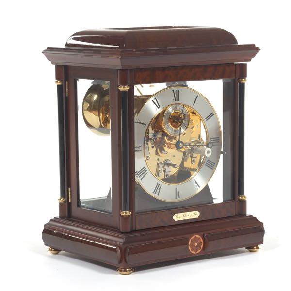 Appraisal: HERMLE WOOD MANTEL CLOCK WITH GLASS PANELS - x -