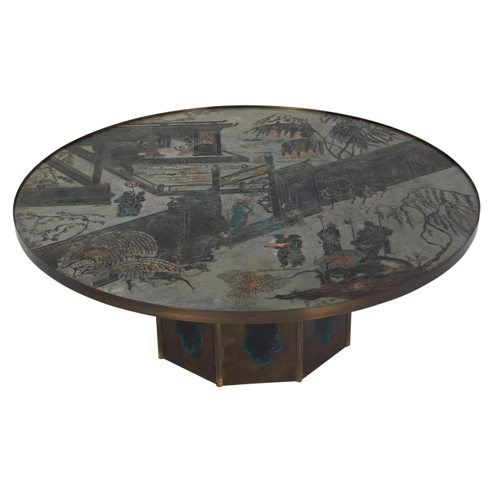 Appraisal: Philip and Kelvin LaVerne ''Chan'' coffee table s pewter bronze