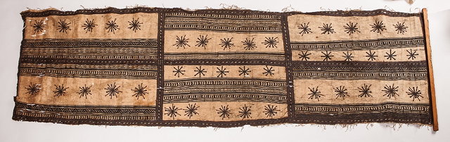 Appraisal: A FIJI TAPA CLOTH on a rectangular panel with horizontal