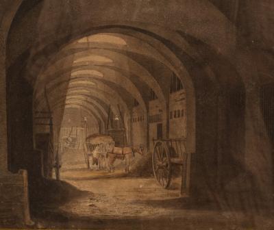 Appraisal: Attributed to John Skinner Prout - Stable Interior watercolour cm