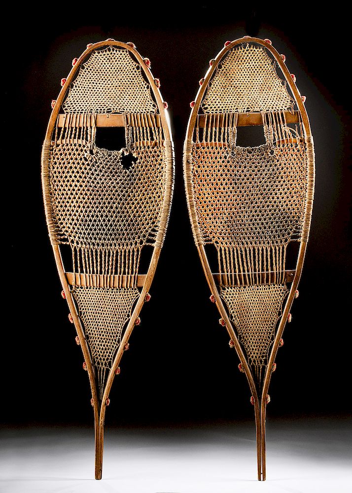 Appraisal: Early th C Northwest Coast Wood Sinew Snowshoes North America