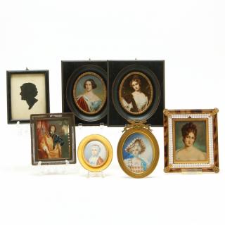 Appraisal: Group of Portrait Miniatures the first a watercolor on ivory