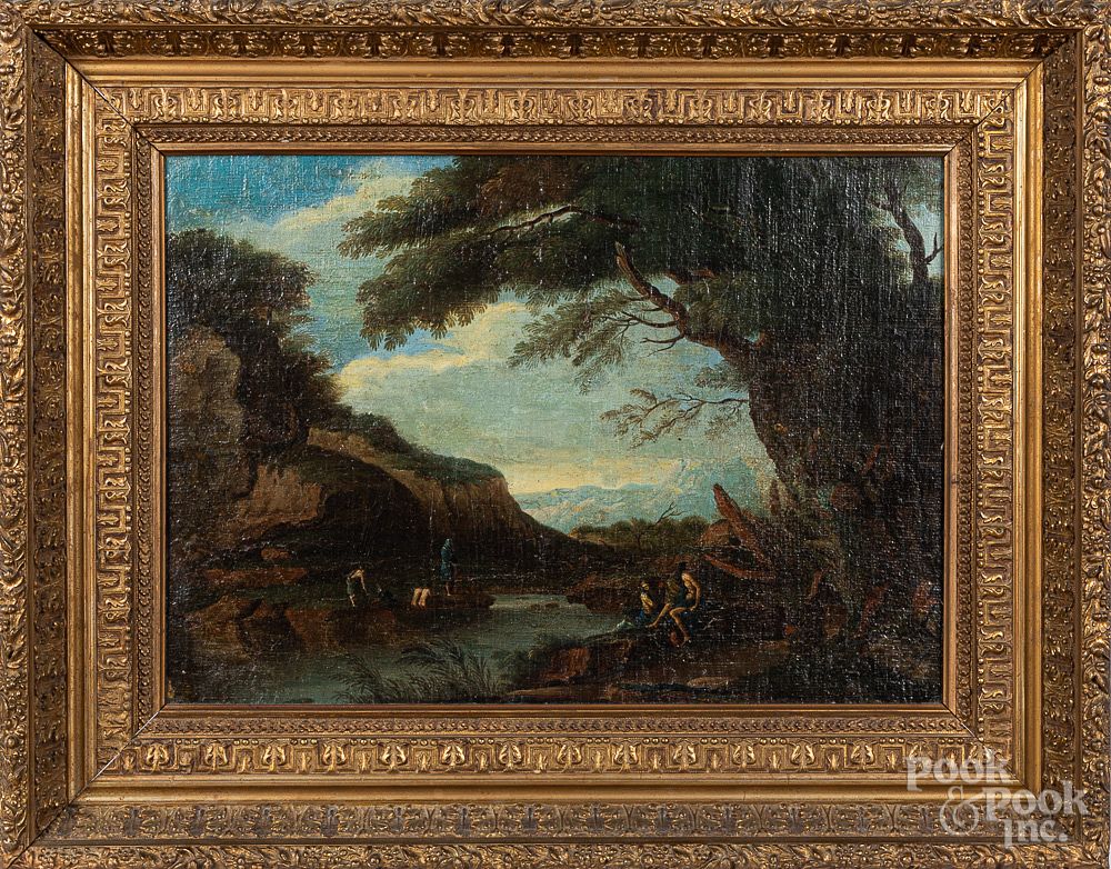 Appraisal: Continental oil on canvas landscape th c Continental oil on