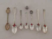 Appraisal: Five various hallmarked silver teaspoons and a silver thimble Chester