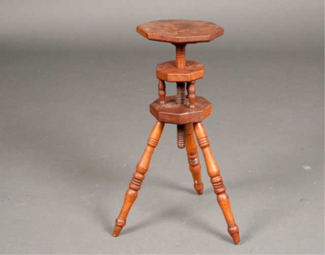 Appraisal: th Century Adjustable Candle Stand Octagon top with turned tripod