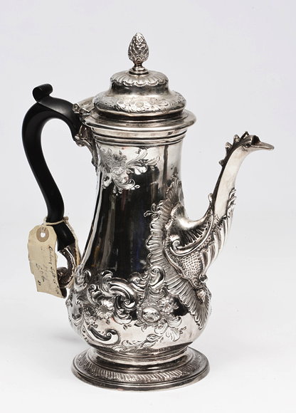 Appraisal: A GEORGE III SILVER COFFEE POT of baluster form having