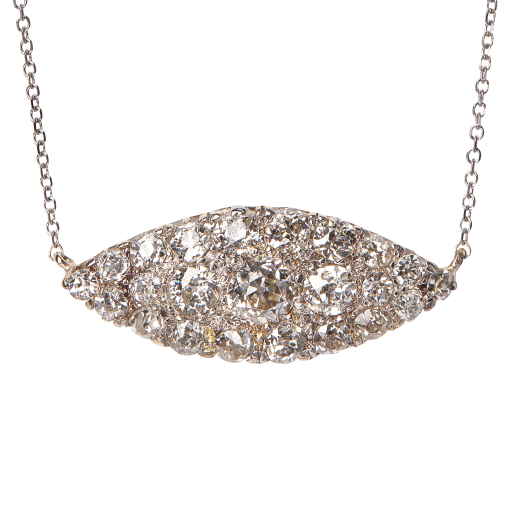 Appraisal: A diamond set pendant necklace the navette pendant pav set