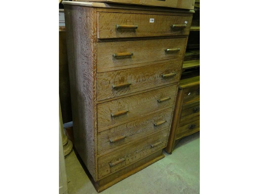 Appraisal: An Art Deco period limed oak chest fitted with six