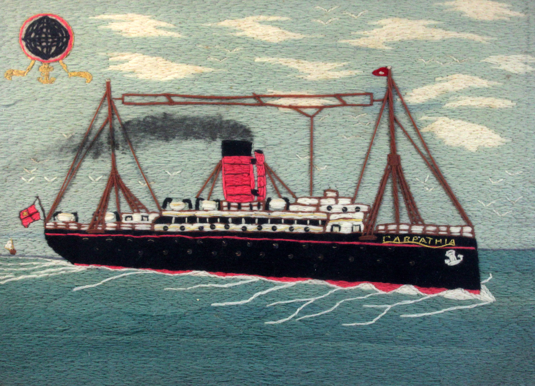 Appraisal: A woolwork picture of the steam ship 'Carpathia' cm x