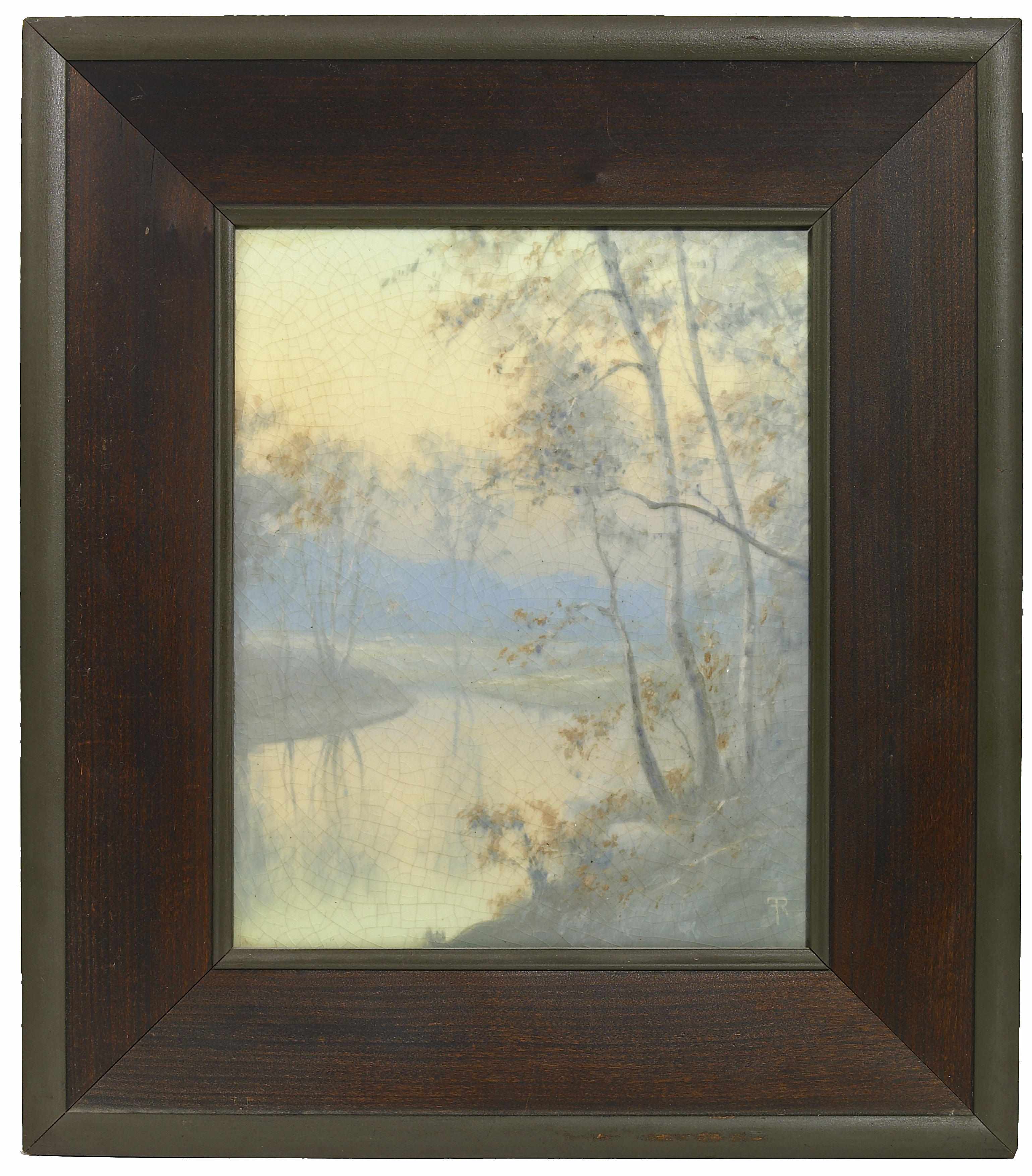 Appraisal: A Rookwood vellum glazed scenic plaque decorated by Frederick Rothenbusch