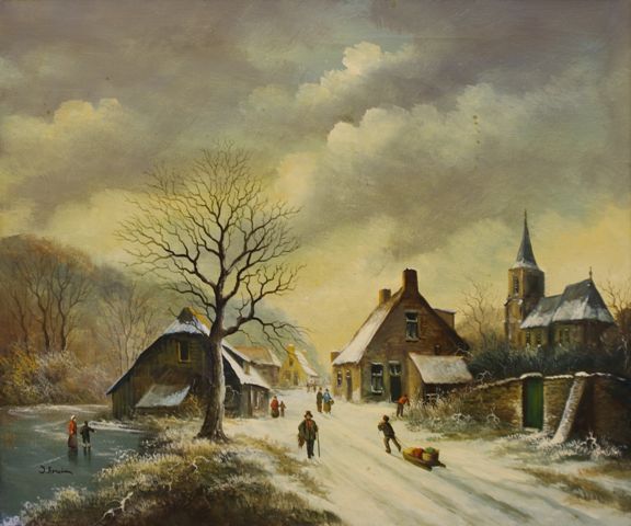 Appraisal: J H Korston Winter Haven oil on canvas signed 'J