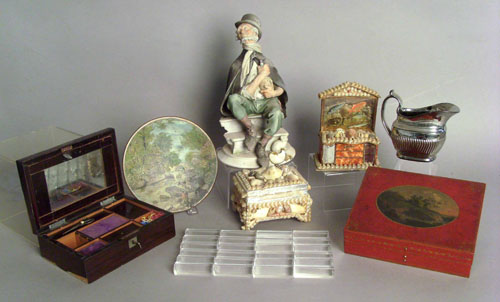 Appraisal: Misc tableware to include dresser boxes bisque figure etc