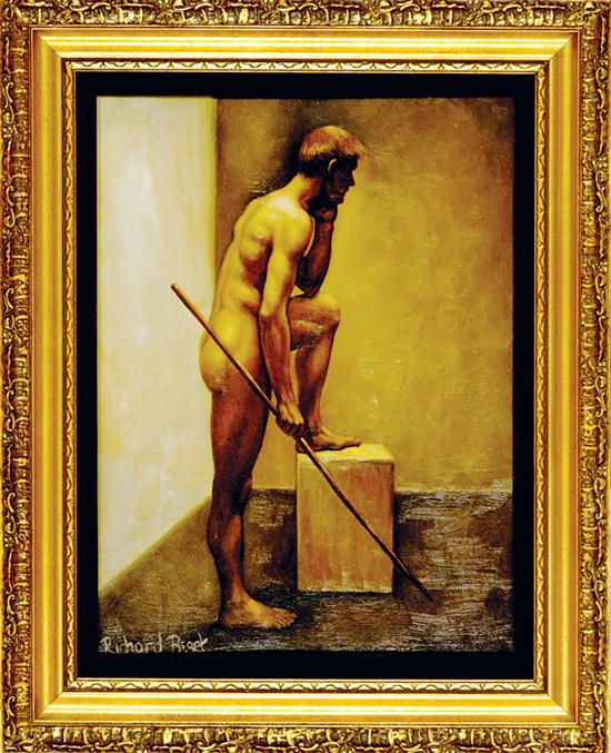 Appraisal: Richard Biset American b NUDE MALE oil on board framed