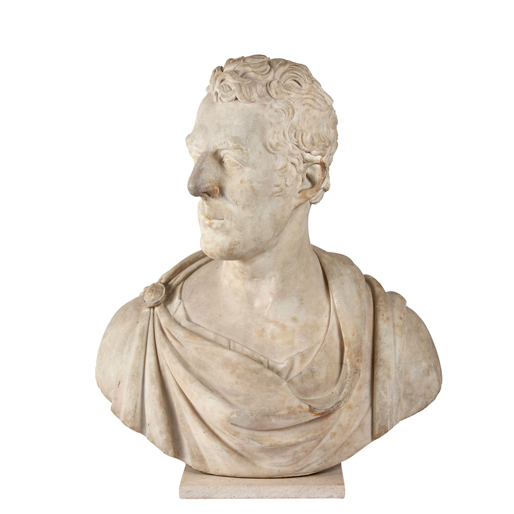 Appraisal: Charles X Marble Bust of a Nobleman Circa The cloaked