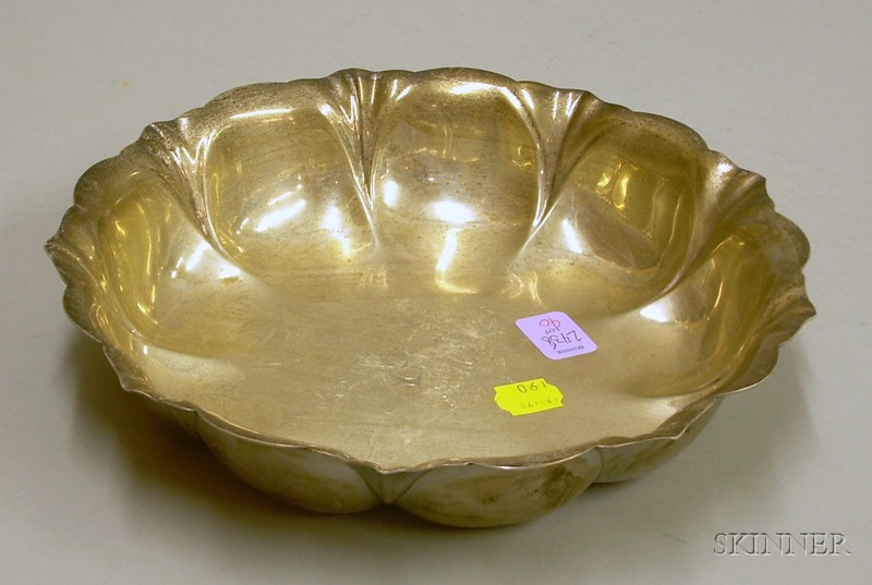 Appraisal: Silver Plated Fluted Fruit Bowl petal-form rim ht approx in