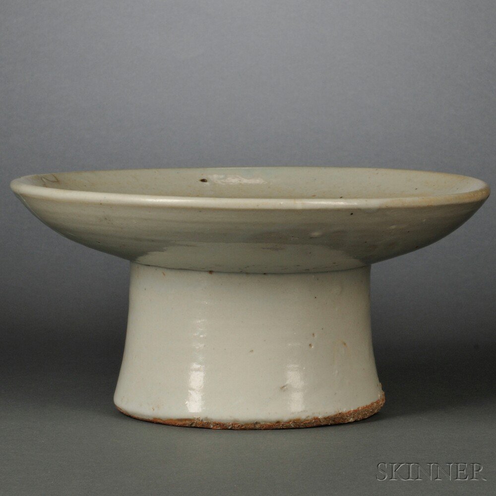 Appraisal: White-glazed Stemmed Serving Dish Korea th th century entirely glazed