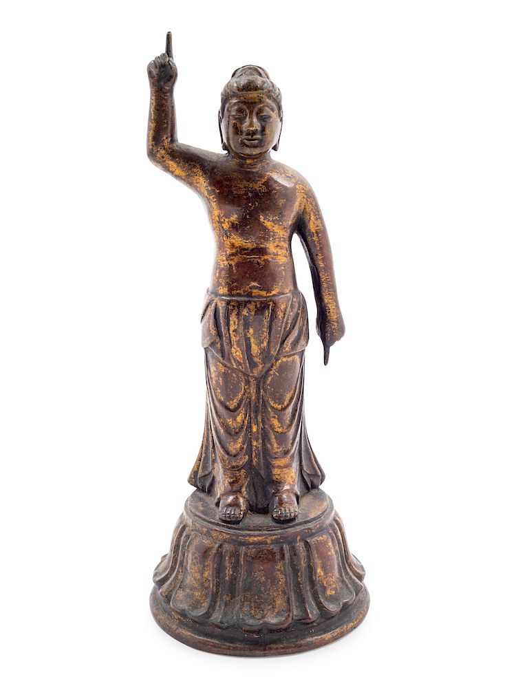 Appraisal: A Gilt Bronze Figure of Buddha Height in cm A